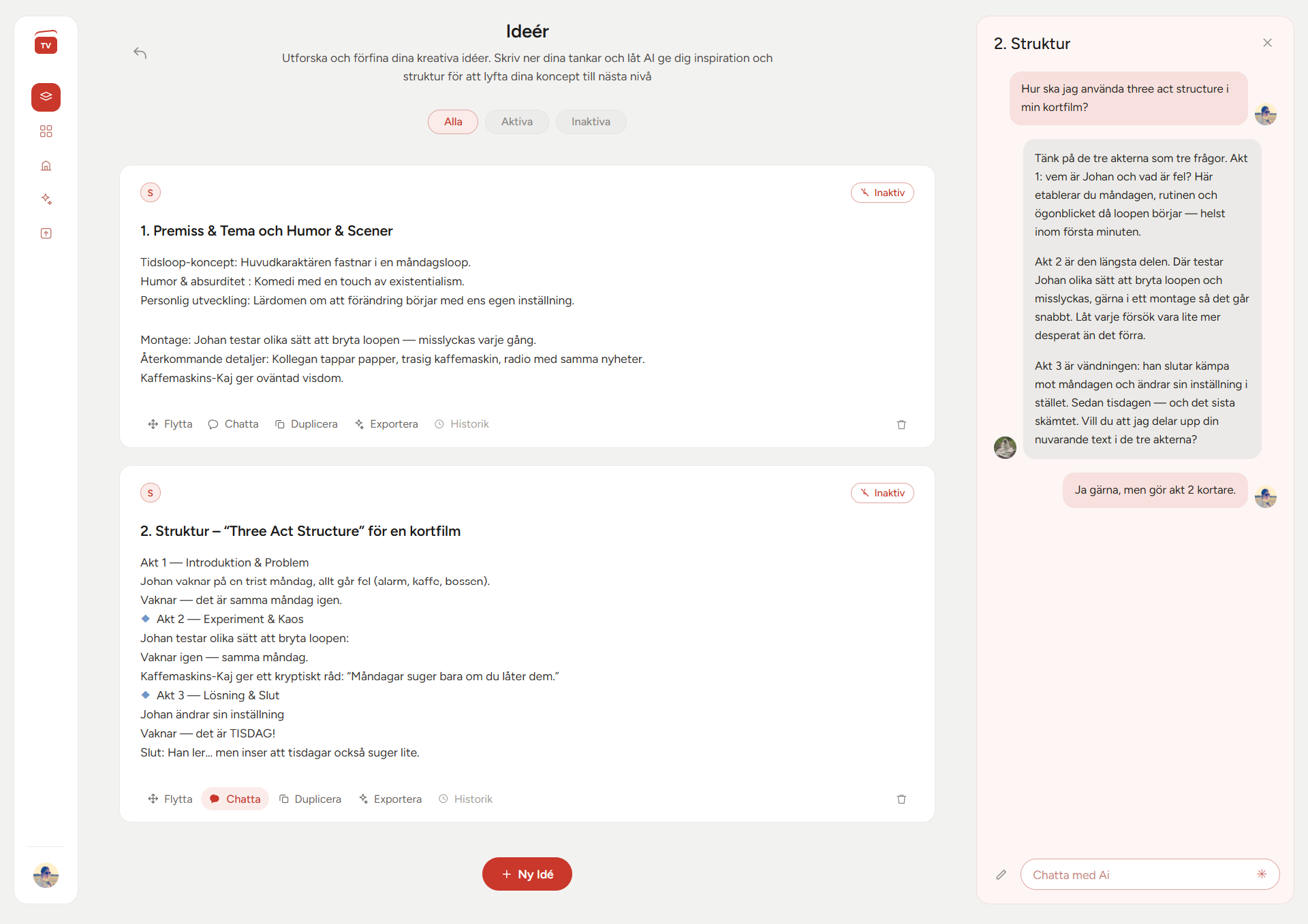 POPiNTV - Idea development with inline AI feedback